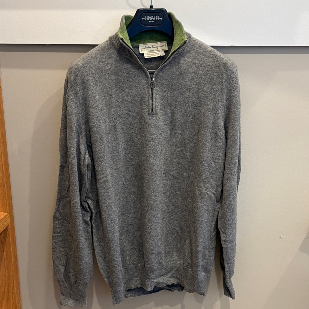 Salvatore Ferragamo Gray Zip-Up Sweater
